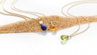 750er Rosé-/Gelbgold Anhängerserie Lapis Lazuli, Citrin und Peridottropfen an Anker- oder Zopfkette