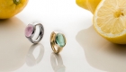 Morganitring rosa Cabochon in 750er Weißgold ﹒Turmalinring Cabochon in 750er Gelbgold