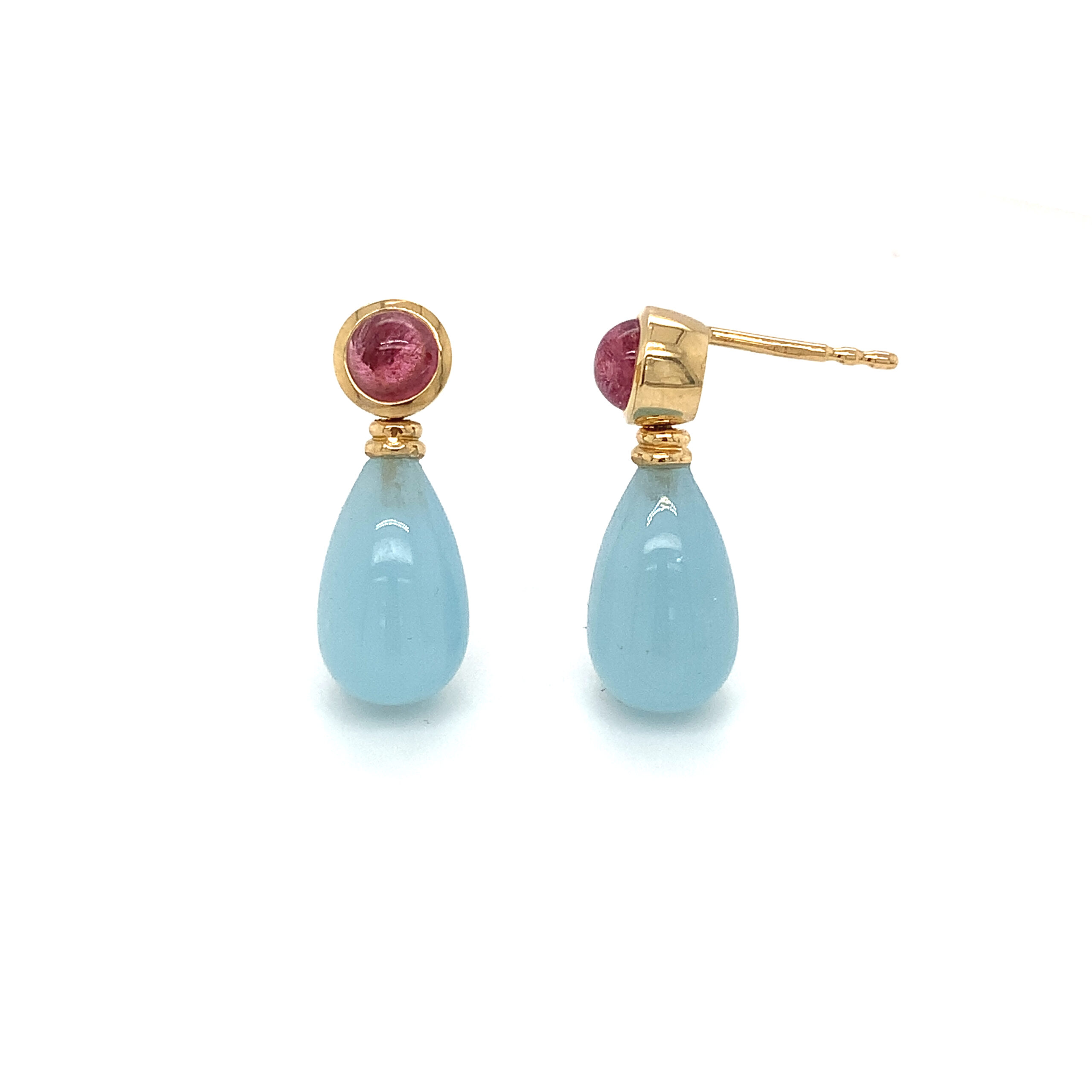 Aqua Turmalin Ohrstecker Aquamarin Turmalin Ohrstecker Gold